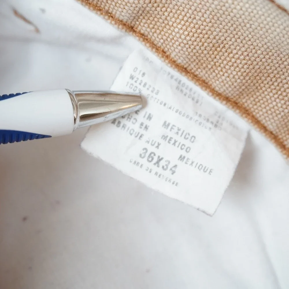 Vintage Dickies Carpenter Pants 36x34 Mens White Duck Canvas Workwear Distressed